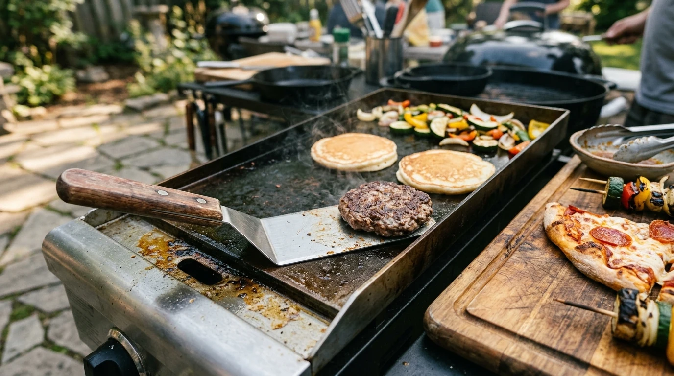 Stainless Steel Spatula with Wooden Handle: Griddle & BBQ