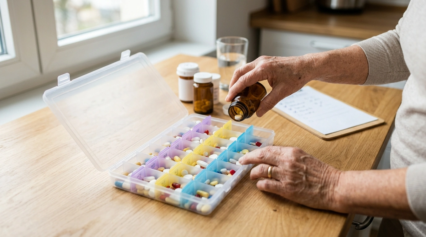 Monthly AM/PM Pill Organizer: 32 Compartments for 30 Days
