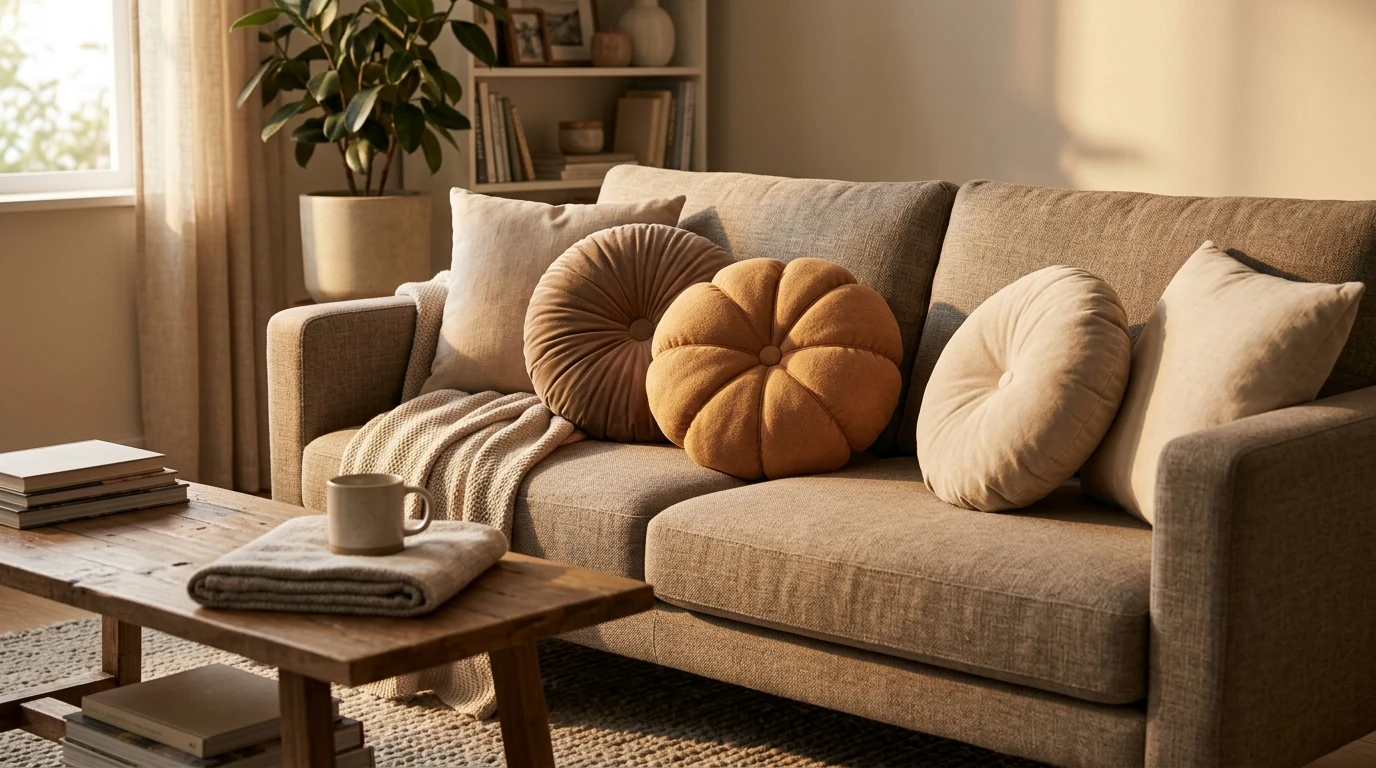 Round Throw Pillow Names: Accent, Cushion, Pumpkin