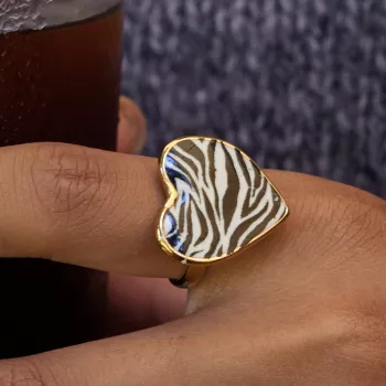 Leopard Heart Drip Adjustable Gold Ring: Bold & Sweet