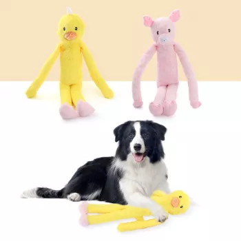 Plush Dog Toy with Squeaker + Crinkle for Indoor Play