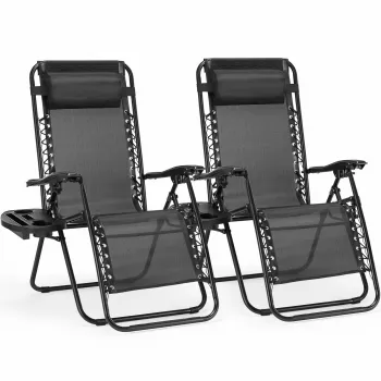 2-Pack Zero Gravity Recliners with Cup Holder Tray