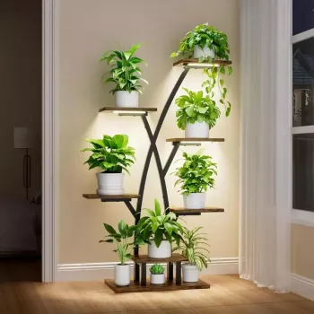7-Tier Corner Plant Shelf With Grow Lights: Indoor Display