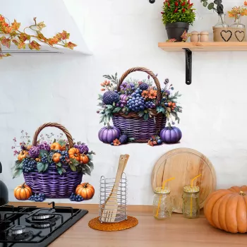 Sweet-and-Spooky Halloween Fruit Basket Wall Stickers